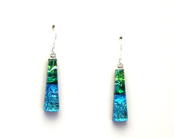 Dichroic Fused Glass Earrings Hippie Earrings Dichroic Earrings Boho Aztec Earrings Bohemian Earrings Dichroic Jewelry X1452
