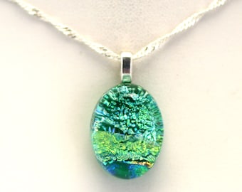 Dichroic Fused Glass Pendant.  Handmade on Maui Hawaii.