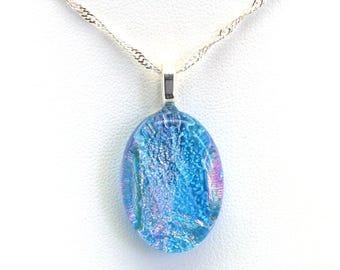 Dichroic Fused Glass Pendant. Handmade on Maui Hawaii.