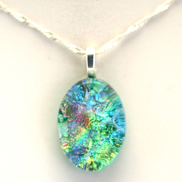 Dichroic Fused Glass Pendant.  Handmade on Maui Hawaii.