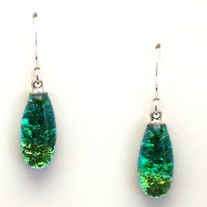 Dichroic fused glass earrings. Handmade on Maui Hawaii