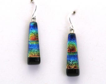 Dichroic Fused Glass Earrings. Handmade on Maui Hawaii