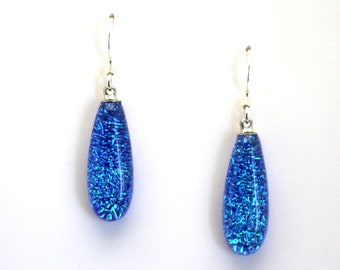 Dichroic Fused Glass Earrings Handmade on Maui Hawaii