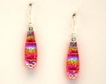 Dichroic Fused Glass Earrings Handmade on Maui Hawaii