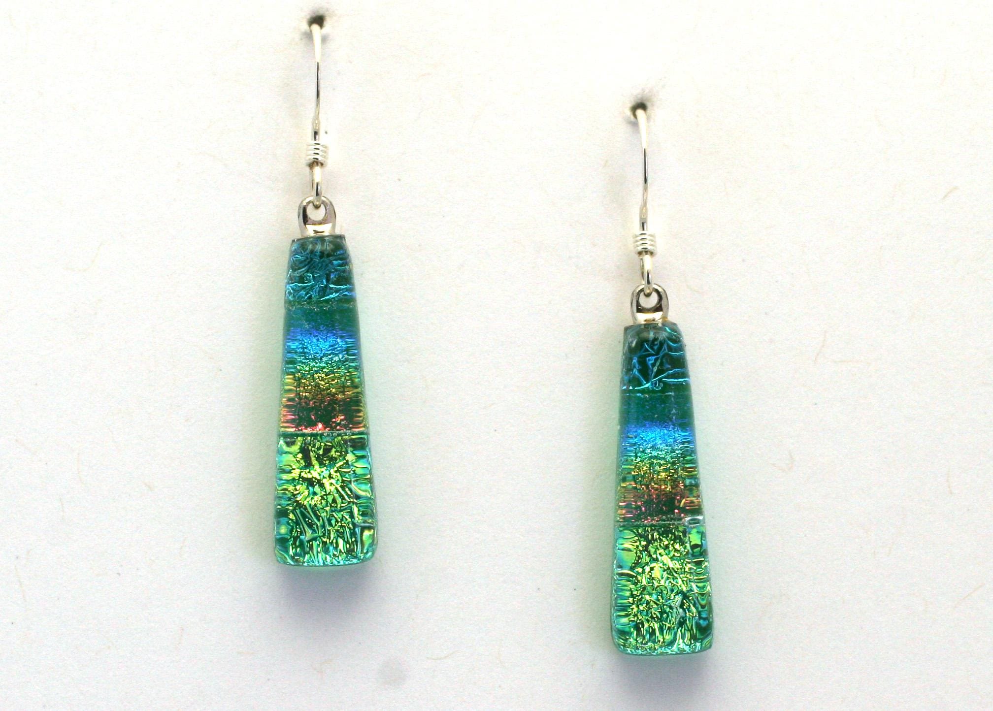 Dichroic Fused Glass Earrings.  Handmade on Maui Hawaii.