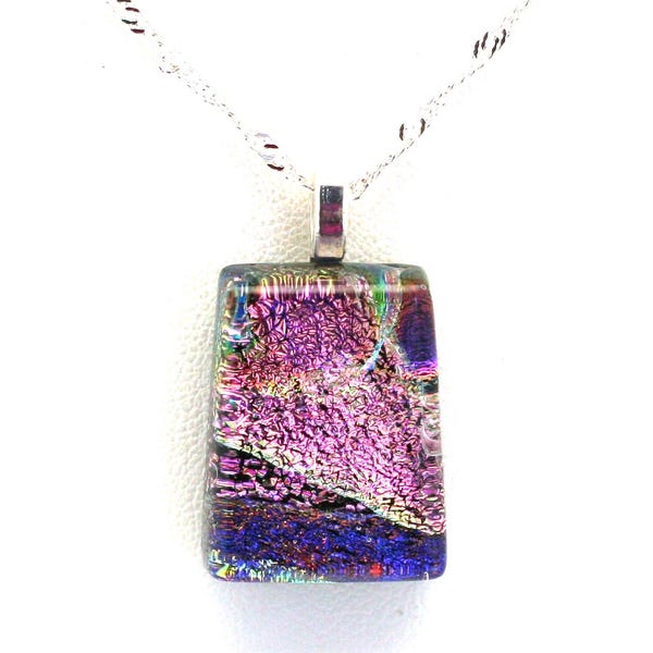 Dichroic Fused Glass Pendant.  Handmade on Maui Hawaii.
