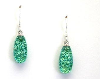 Dichroic Fused Glass Earrings Handmade on Maui Hawaii