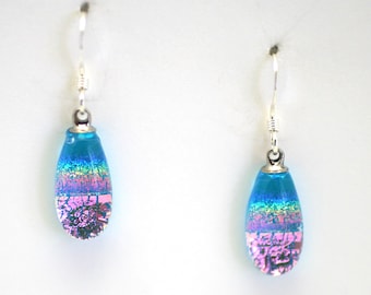 Dichroic Fused Glass Earrings. Handmade on Maui Hawaii