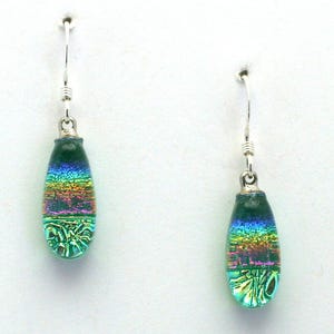 Dichroic Fused Glass Earrings Handmade on Maui Hawaii