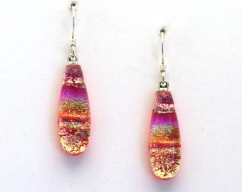 Boucles D'oreilles Anciennes Papillon - Agate/cornaline, Tige Argent 925, Fermoir Clous - Occasion Vintage