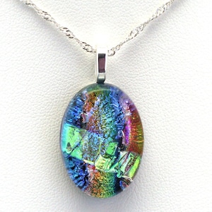 Dichroic Fused Glass Pendant.  Handmade on Maui Hawaii.
