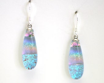 Dichroic Fused Glass Earrings. Handmade on Maui Hawaii