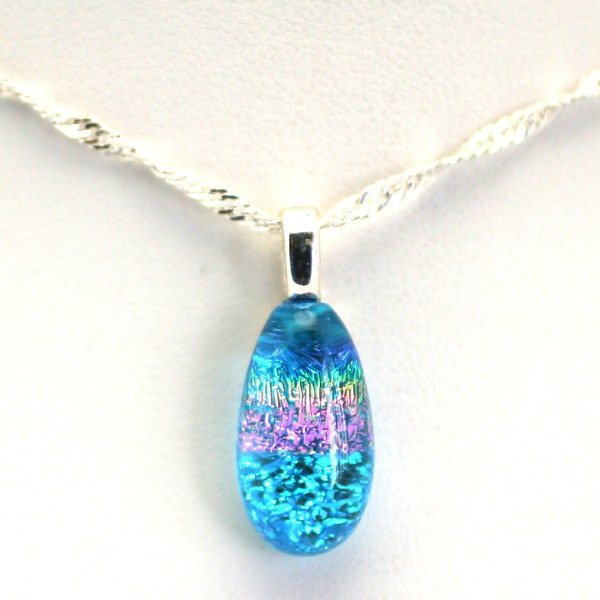 Dichroic Fused Glass Pendant. Handmade on Maui Hawaii