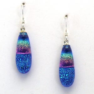 Dichroic Fused Glass Earrings.  Handmade on Maui Hawaii.