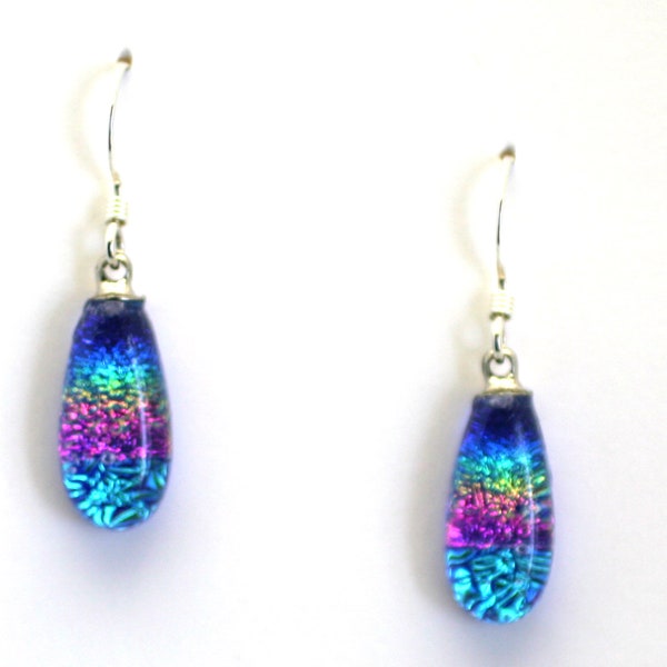 Dichroic Fused Glass Earrings. Handmade on Maui Hawaii.