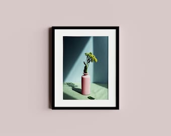 Affiche - Pflanze dans vase | Fotodruck | Fotografie | | d’artprint Kunstdruck | Rosa Vase | Pastellfarben