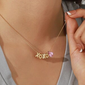Collar con nombre de burbuja personalizado, collar con nombre de diamante, collar con nombre de burbuja 3D personalizado, letra de globo personalizada de diamante, collar con inicial de globo dorado