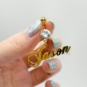 Custom Birthstone Name Belly Ring: Personalized Navel Jewelry