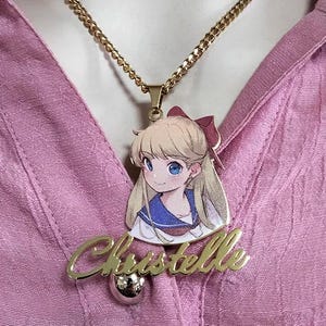 Collar con nombre de dibujos animados, regalo para niños, collar con nombre de dibujos animados, collar con nombre personalizado para niños, collar con nombre de bebé, collar con placa de identificación, regalo