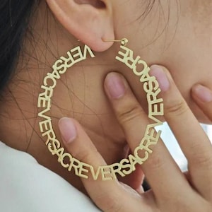 Benutzerdefinierte große Creolen, benutzerdefinierte Name Creolen, Buchstabe Hoop Ohrringe, Gold Creolen, personalisierte Ohrringe, Namensschild Ohrringe, Geschenk