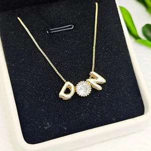 Collar con nombre personalizado, collar con nombre chapado en oro de 18 quilates, collar con nombre de burbuja, collar con nombre personalizado, collar con nombre de globo, collar con nombre