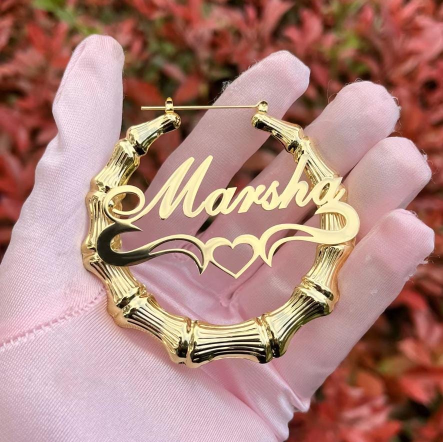 Gold plated bamboo name earrings new arrivals