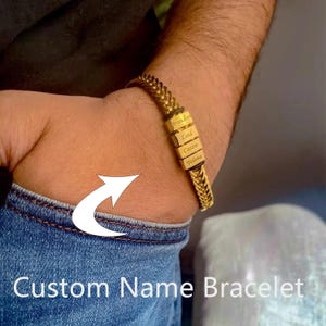 Pulsera de oro para padre, pulsera con nombre de familia, pulsera con nombre de niño, pulsera para papá, joyería para papá, regalo para papá, regalo de aniversario, regalo para esposo