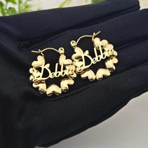 Heart Bamboo Earrings, Name Bamboo Earrings, Custom Name Earrings, Name Earrings , Kids Baby Jewelry , Custom Earrings Baby Gift