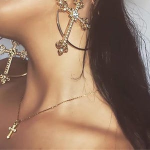 Cross Hoop Earrings, Cross Huggie Hoops, Cross Earrings, Hoop with Cross, Charm Hoop Earrings, Gold Hoop Earrings, Dainty Hoop Earrings