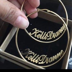 Personalized Name Hoop Earrings: Sterling Silver, Gold Plated