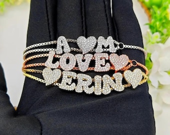 Personalized 3D Bubble Letter Name Necklace: Stainless Steel, Gold Plated