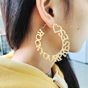 Custom Name Hoop Earrings ,Letter Hoop Earrings,Gold Hoop Earrings,Big Hoop Earrings,Personalized Earrings,Nameplate Earrings,Gift For Her