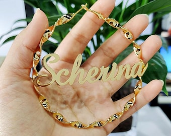 Custom Name Hoop Earrings:  Silver, Gold Plated ,Gift for here