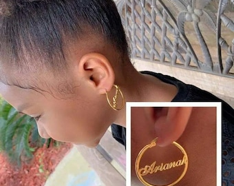 Name Hoop Earrings in Gold Silver-Name Earrings-Personalized Earrings-Name Hoops-  Teens Name Earrings-Gift For Girls