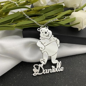Personalized Cartoon Character Name Necklace, Kids Necklace Gift, Nameplate Character Necklace, Custom Kids Name Necklace, Jewelry For Girl