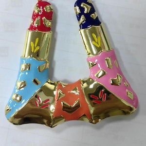 Custom Enamel Colorful Multishape Bamboo Earrings ,Gold Name Earrings,Personalized Earrings,Custom Name Hoops,Big Bamboo Earrings , Gift
