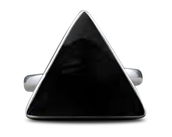 Schwarzer Obsidian Dreieck Ring 925 Sterling Silber Ring, Frauen Geschenk Ring, Edelstein Ring, Handgemachter Ring, Silber Ring, Obsidian Schmuck