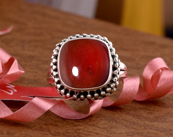 Handmade Hessonite Garnet Ring, 925 Sterling Silver, Statement Jewelry