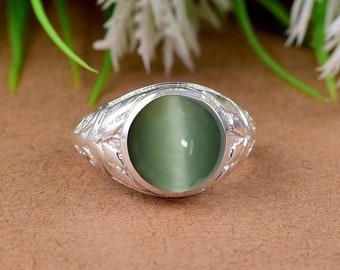 NATURAL Cats eye Ring - Cats eye SOLID Silver ring - Statement Ring - Cocktail Ring - HANDMADE Ring - Designer Ring - Gemstone Ring