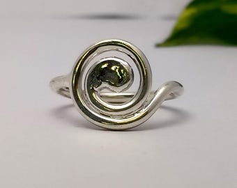 Unique Sterling Silver Spiral Ring Silver Ring, Statement Ring, Spiral Swirl Rings, Promise Ring, Stackable Ring, Asymmetric Ring Woman Gift