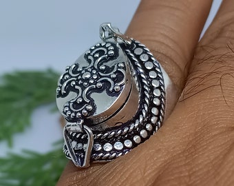 Sterling Silver Poison Ring | Heart Design Locker Ring, Handmade