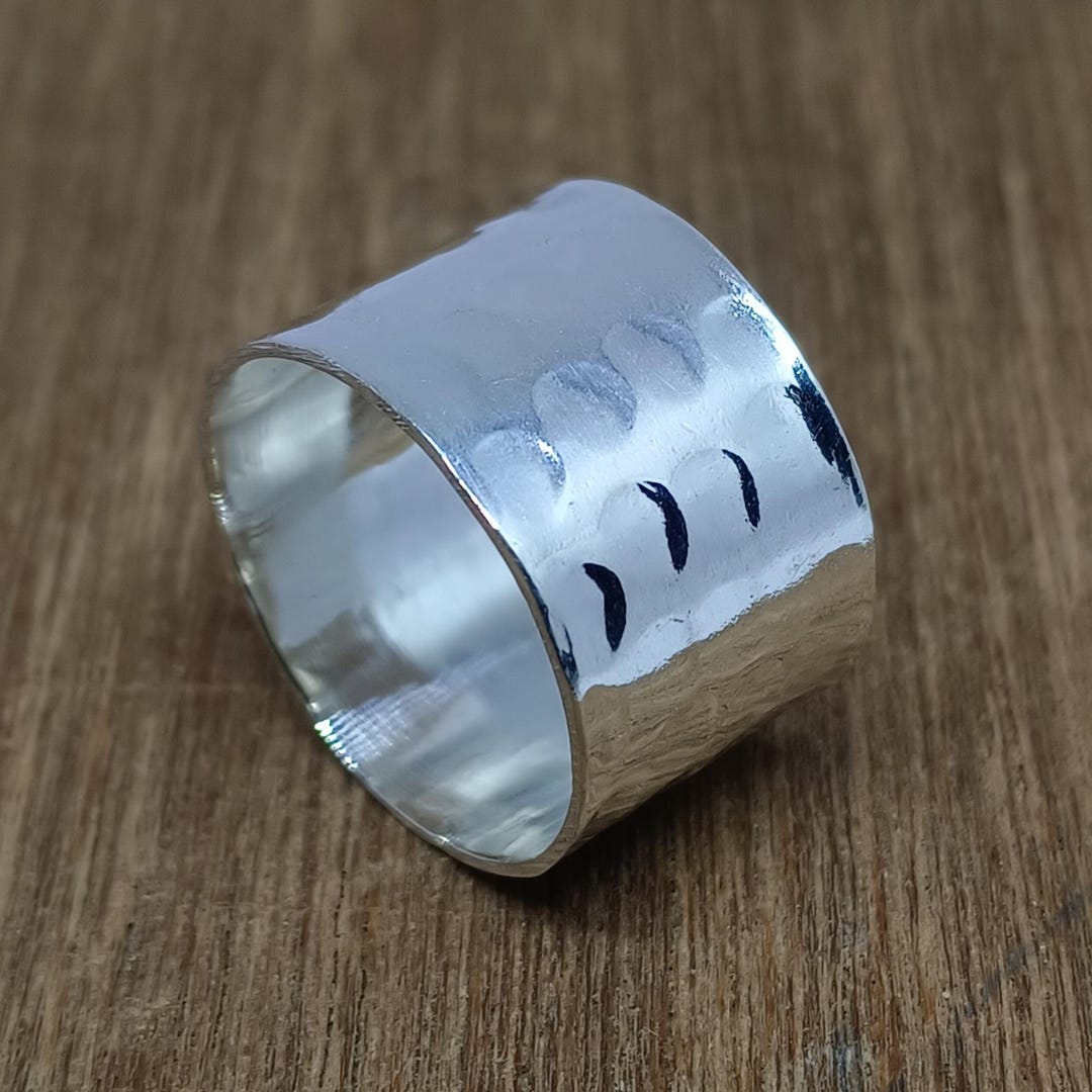 Handmade Hammered Sterling Silver Thumb Ring, Wide Band Statement Ring ...