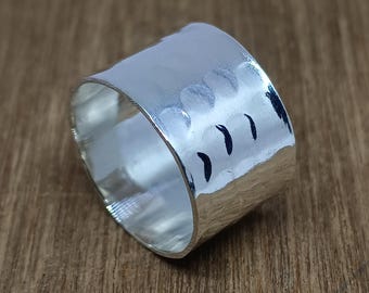 Handmade Hammered Sterling Silver Thumb Ring, Wide Band Statement Ring