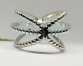 Handmade Sterling Silver Criss Cross Ring, Minimalist X Ring