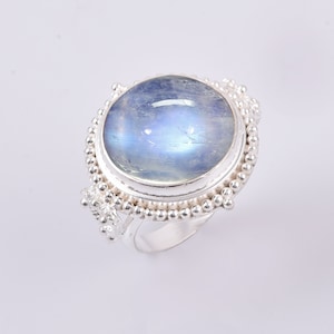 Rainbow Moonstone Ring, 925 Sterling Silver Ring, Moonstone Ring, Boho Ring, Handmade Ring, June Birthstone Ring, Engagement Gifts, etsy
