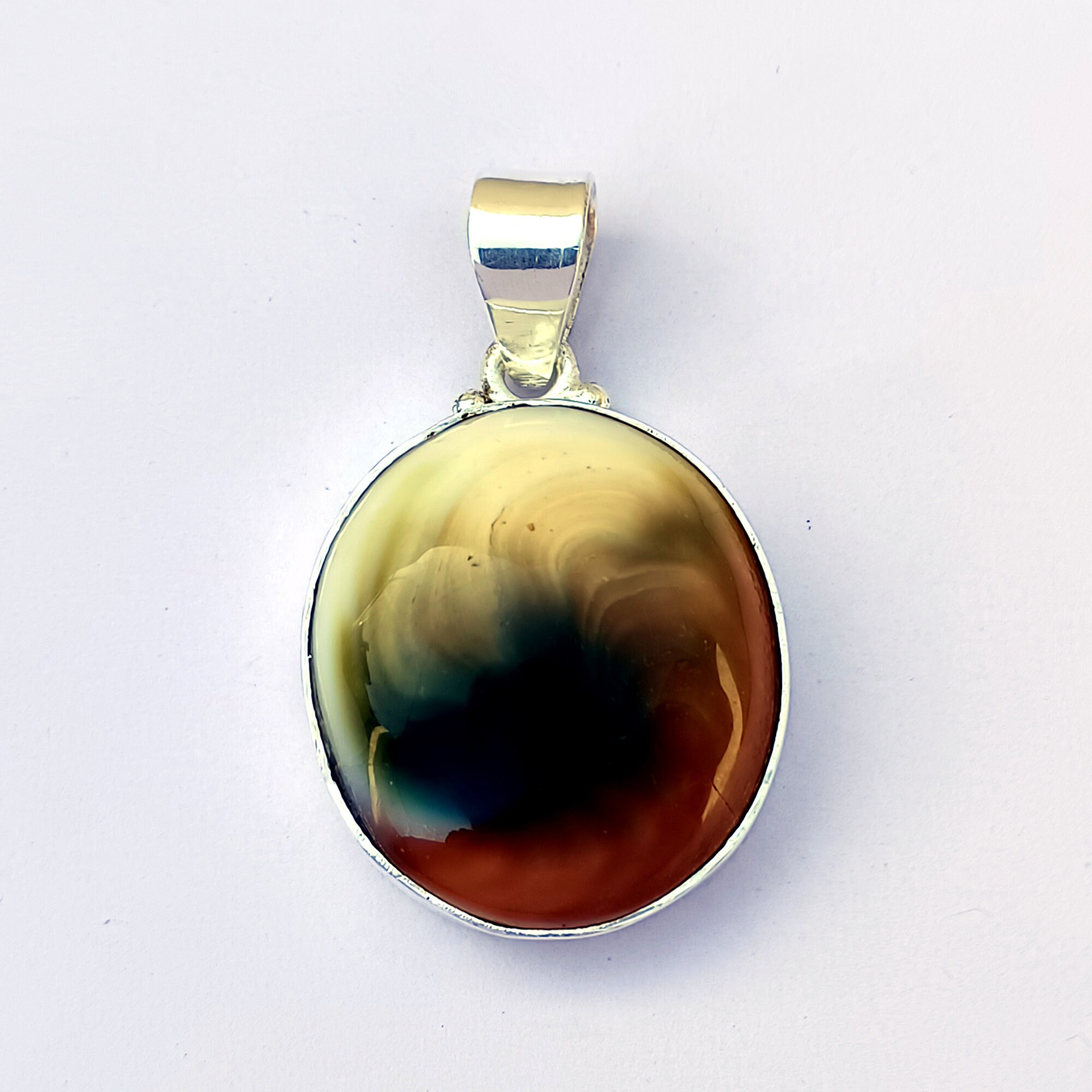 Collier Pendentif œil Shiva En Or 18 Carats - Pierre Naturelle, Fait Main, Inde, Neuf
