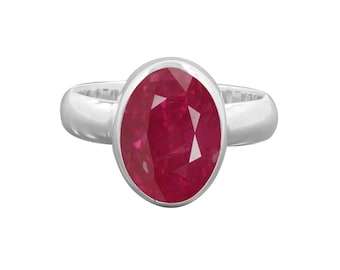 Natural Ruby Ring, 925 Sterling Silver Gemstone Ring, Handmade Jewelry