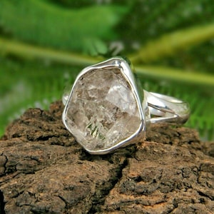 Ruwe Herkimer-diamantenring, 925 sterlingzilveren statement-sieraden, verlovingscadeau