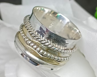 925 Sterling Silver, Anxiety Spinner Ring, Boho Ring, Spinner Fidget Ring, Meditation Ring, Handmade Ring For Women, Perfect Gift Father