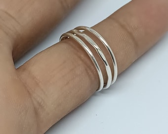 Dainty Sterling Silver Stacking Ring: Adjustable Minimalist Band